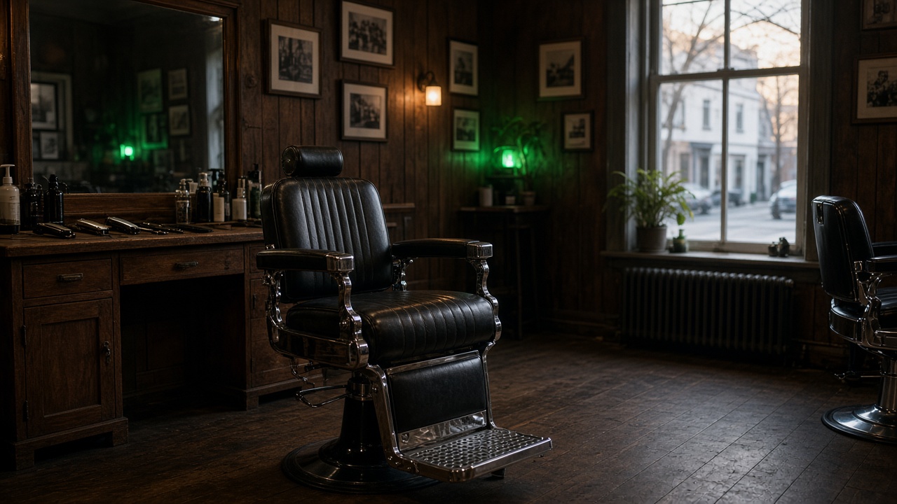 Chaise de barbier au Québec, entre deux walk-in.