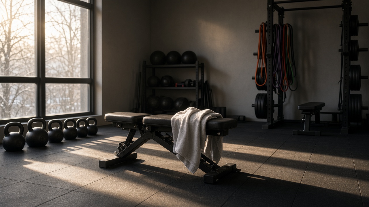 Petit gym de coach personnel au Québec, matin.